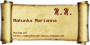 Mahunka Marianna névjegykártya